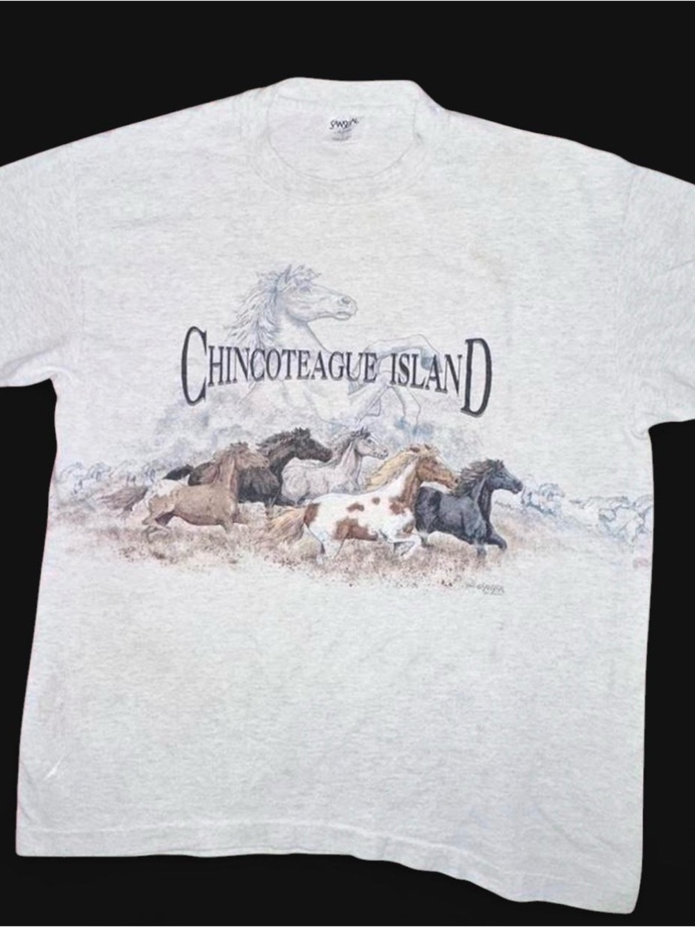Vintage Chincoteague Island Wild Ponies Wraparound Single Stitch USA Tee XL